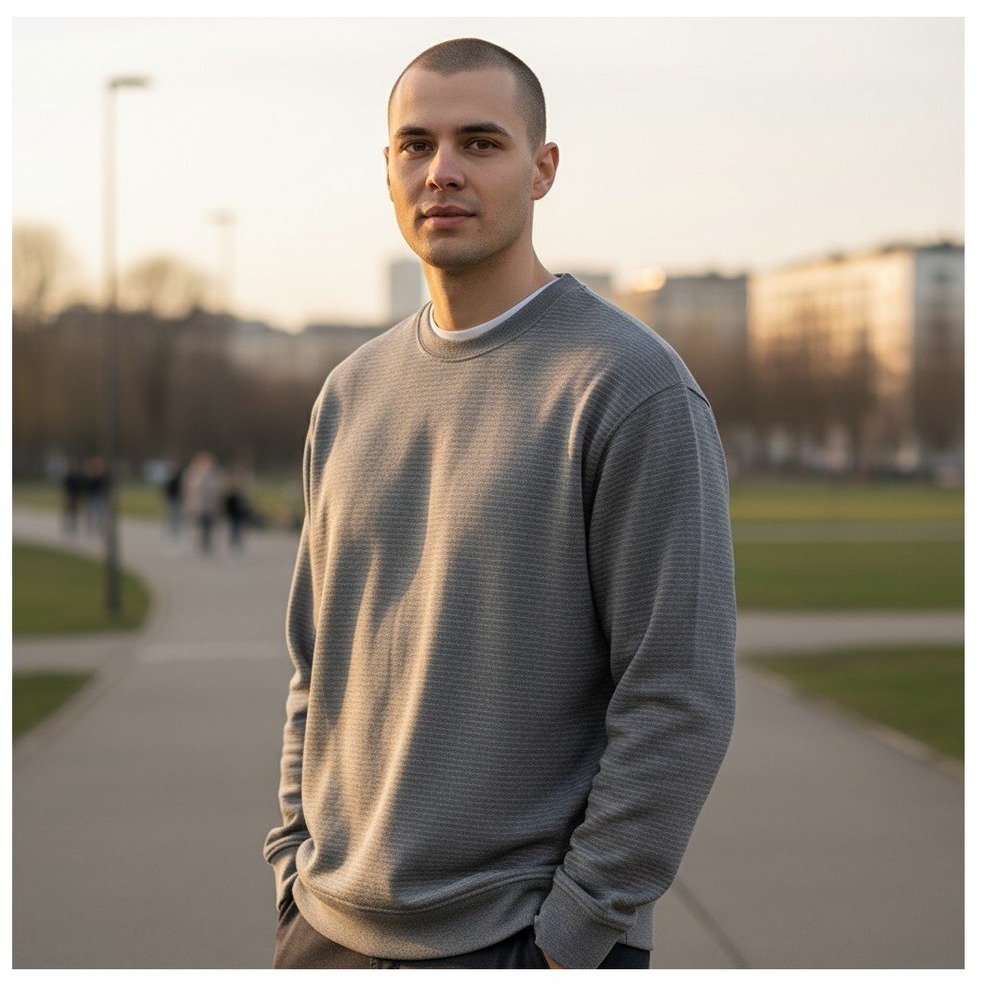 Stylish Gray Performance Sweatshirt GERRY STRIPED SUPER SOFT